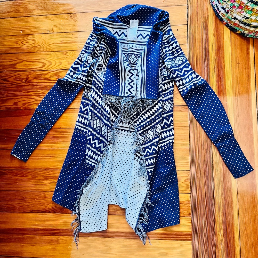 Quiksilver blanket wrap sweater navy/cream size xsmall/small